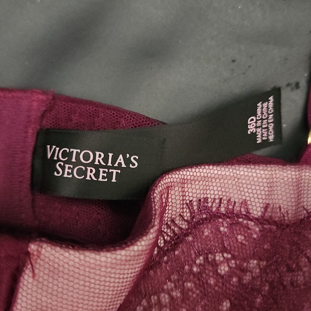 Victoria's Secret Babydoll Tulle Chemise Lingerie Push Up Sheer Purple 36D - Picture 5 of 11